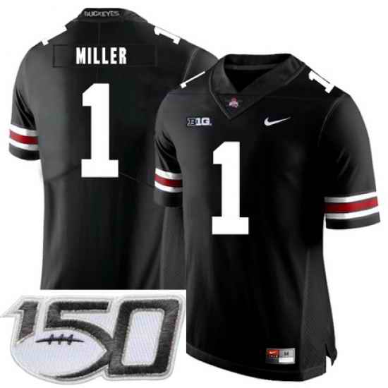 Ohio State Buckeyes 1 Braxton Miller Black Nike College Football Stitched 150th Anniversary Patch Jersey